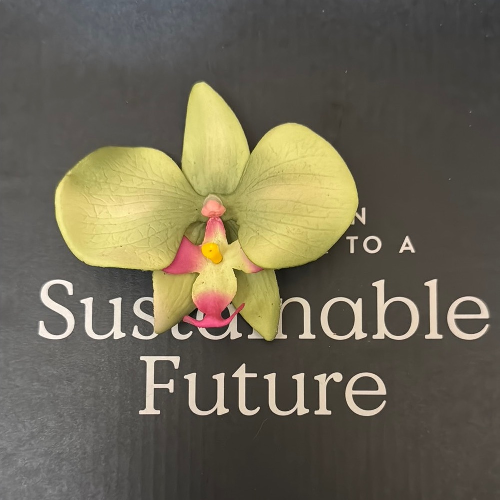 Green and Pink Orchid Hair Clip